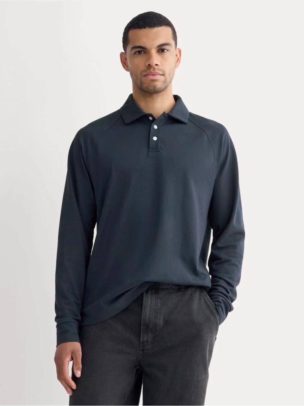 Everlane Startup Raglan Polo in Navy